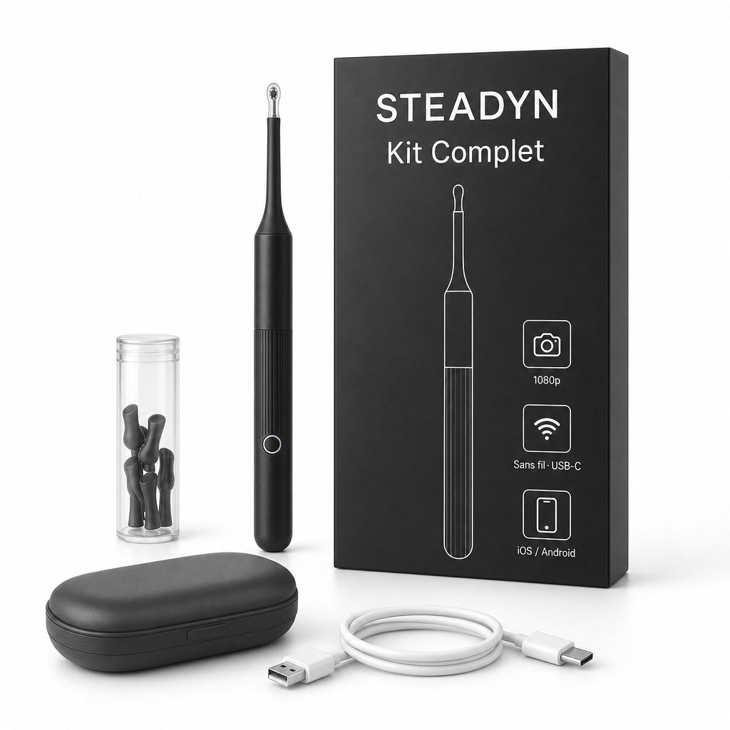 Kit Complet en noir : tige, embouts, étui de transport, câble et boîte
